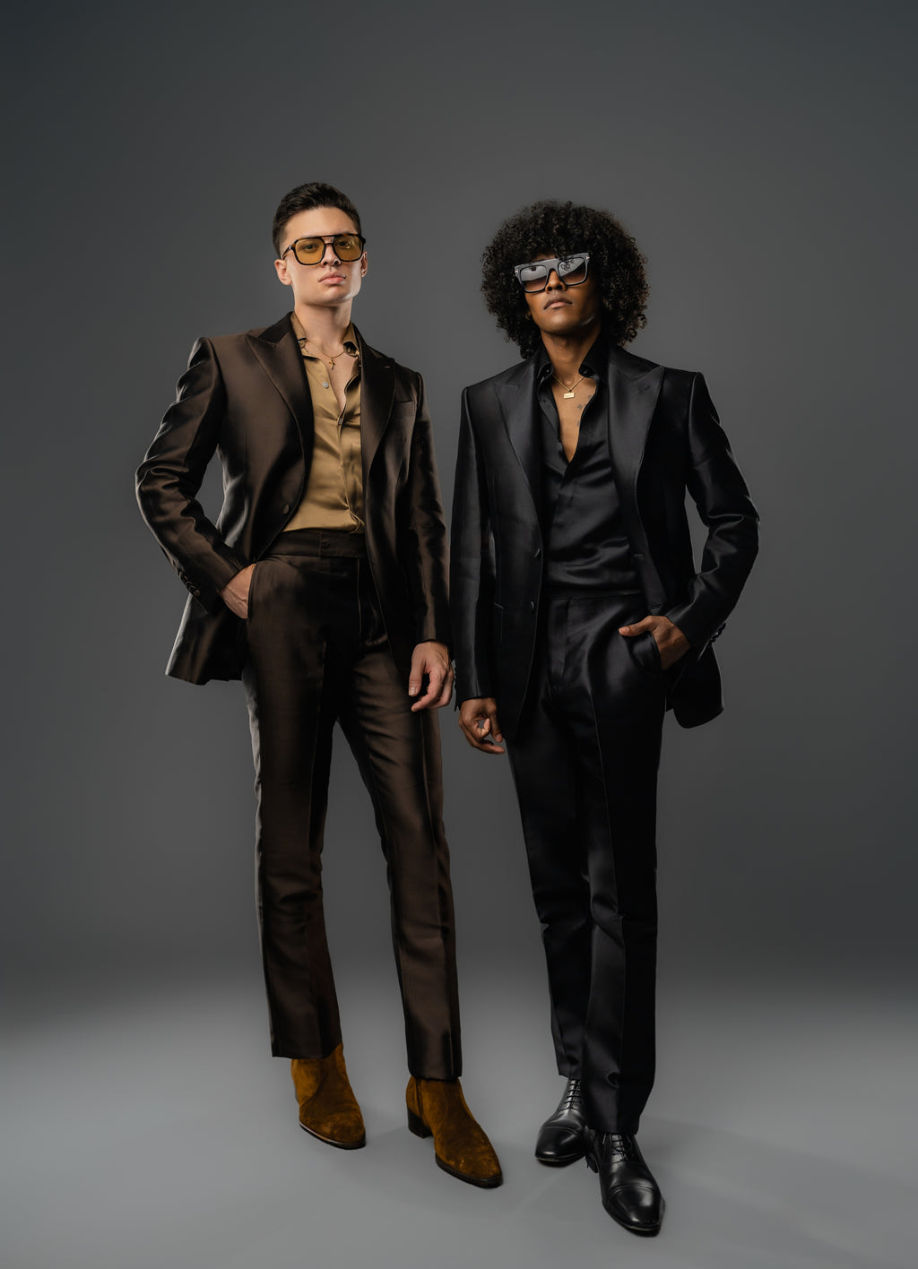 BLACK SILK WOOL TAILORED FIT CLAIBORNE SINGLE-BREASTED SUIT