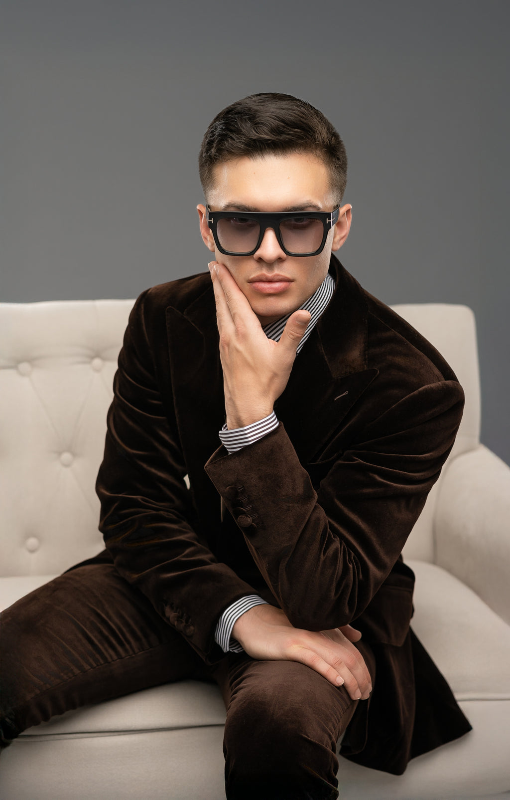 ESPRESSO VELVET TAILORED FIT CLAIBORNE SINGLE-BREASTED SUIT