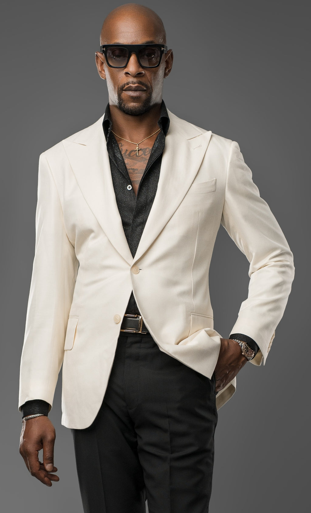 MORNING WHITE BAMBOO TAILORED FIT CLAIBORNE SINGLE-BREASTED JACKET
