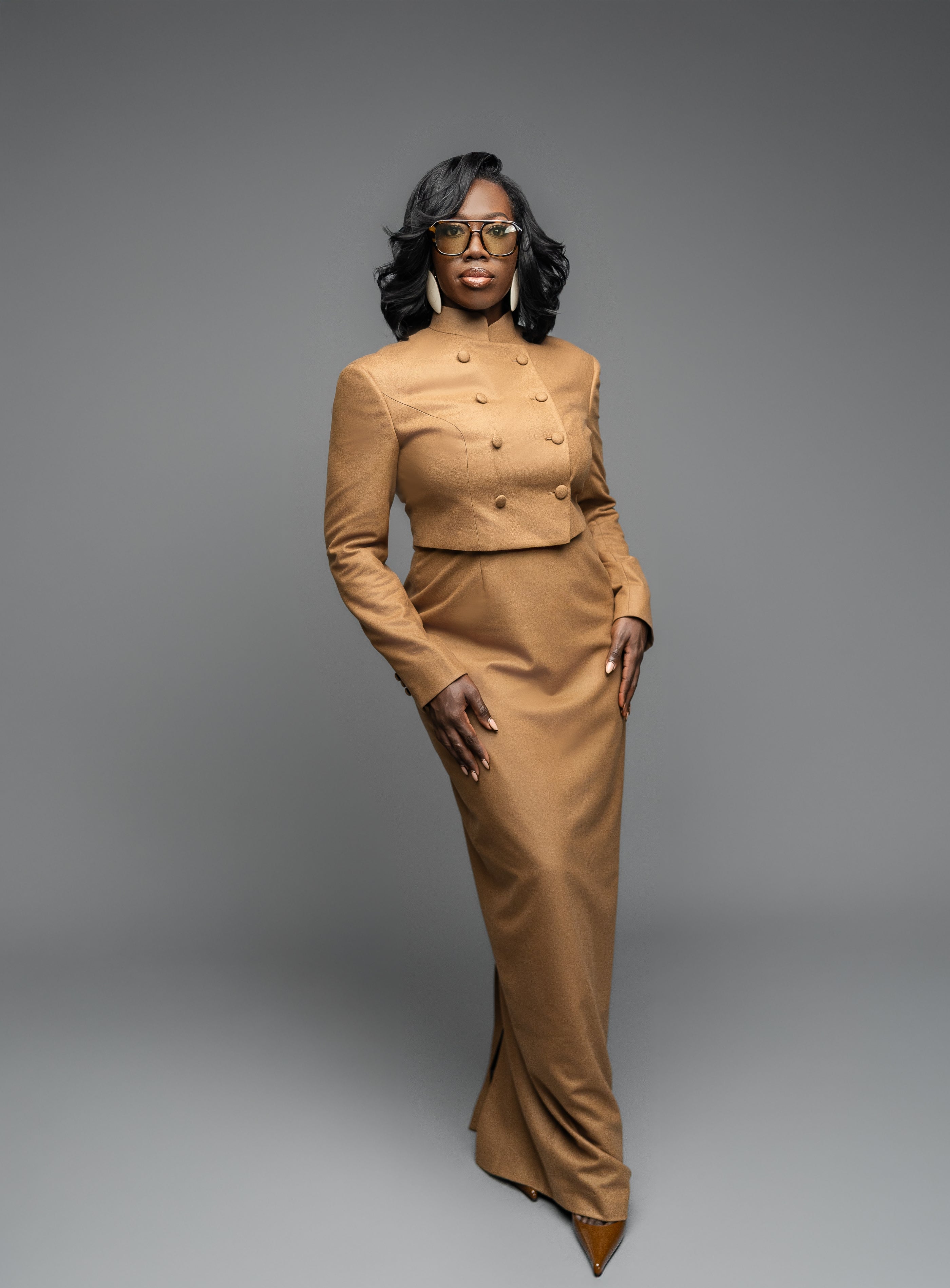 Women's Brown Cropped Suit