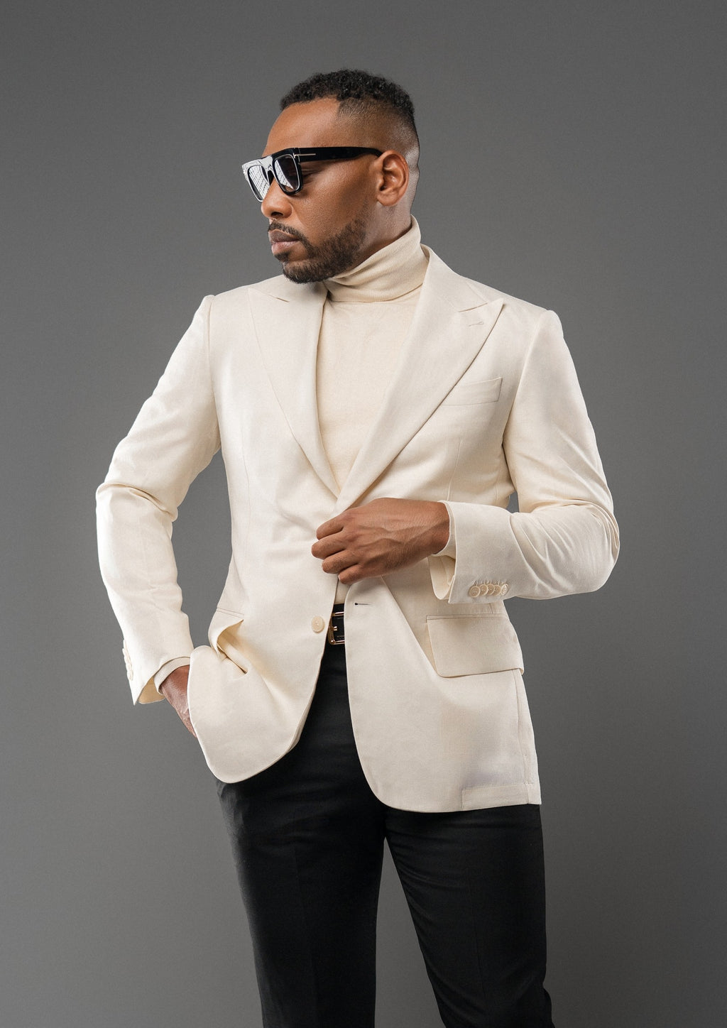 MORNING WHITE BAMBOO TAILORED FIT CLAIBORNE SINGLE-BREASTED JACKET