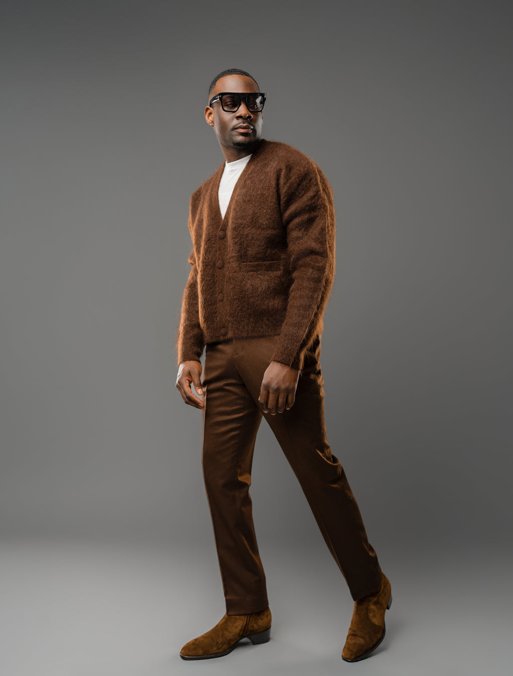 Men's Loose-Fit Fuzzy Cardigan