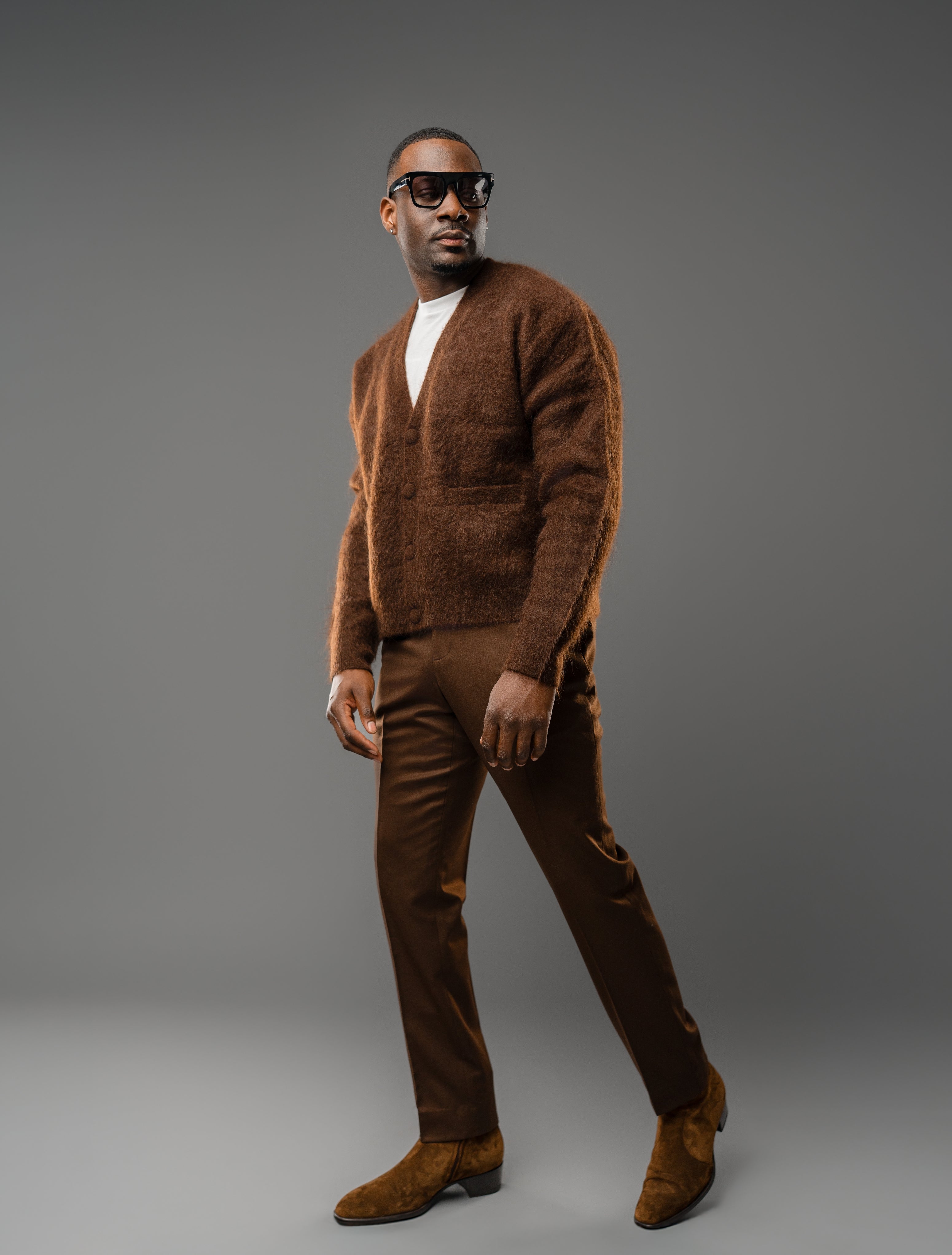 Men's Loose-Fit Fuzzy Cardigan