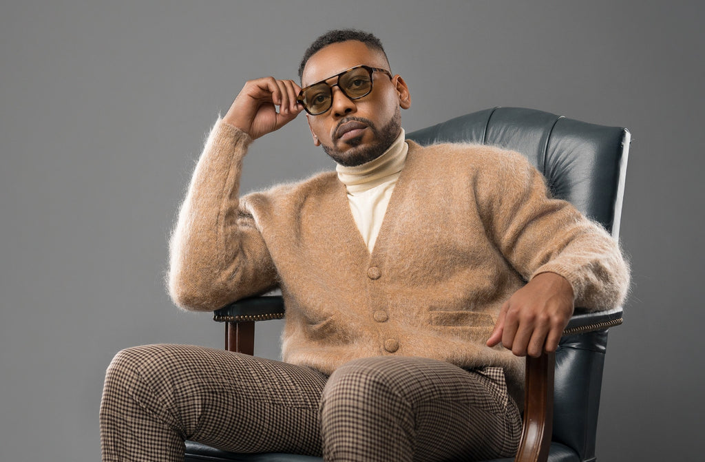 MID-BROWN BRUSHED MOHAIR CARDIGAN