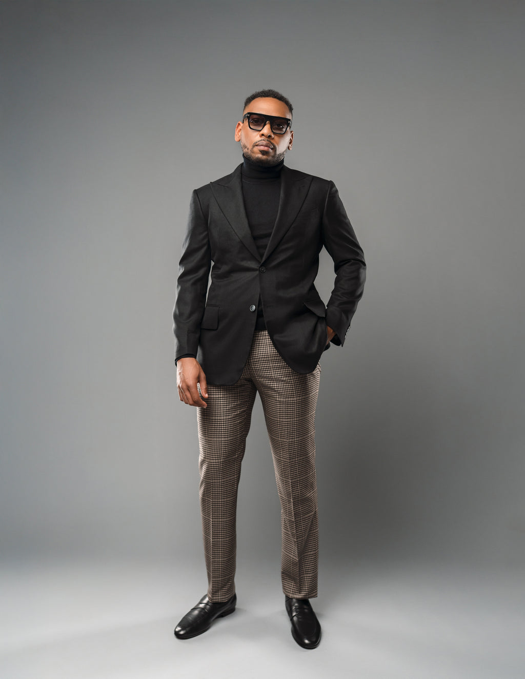 BLACK BAMBOO TAILORED FIT CLAIBORNE SINGLE-BREASTED JACKET
