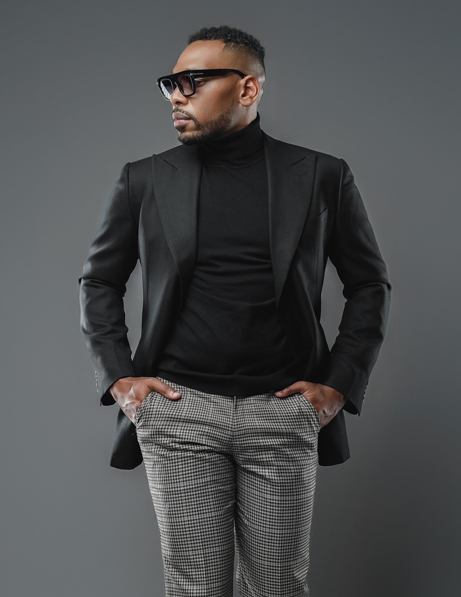 BLACK BAMBOO TAILORED FIT CLAIBORNE SINGLE-BREASTED JACKET