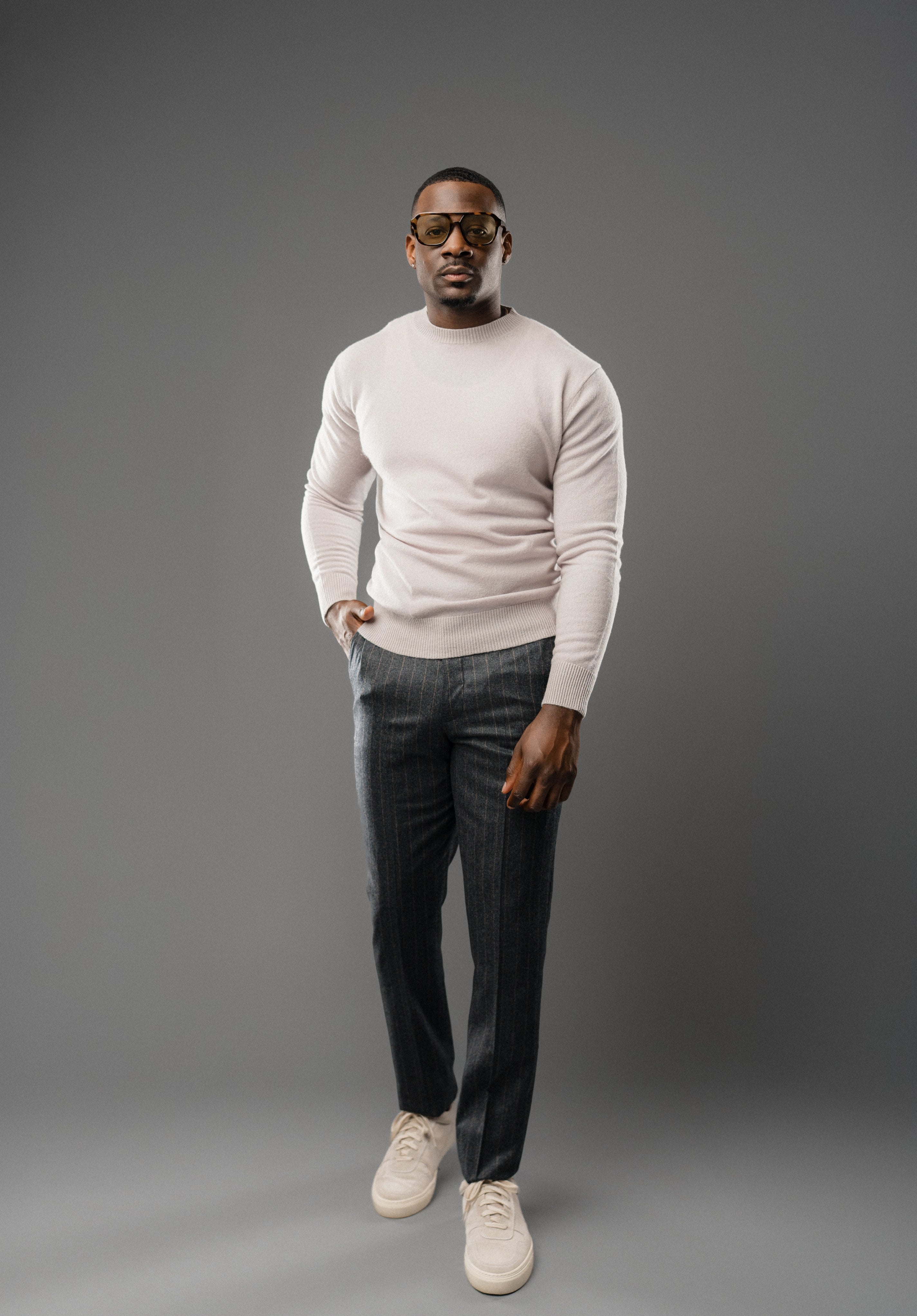 GREY PINSTRIPE CLAIBORNE TROUSERS