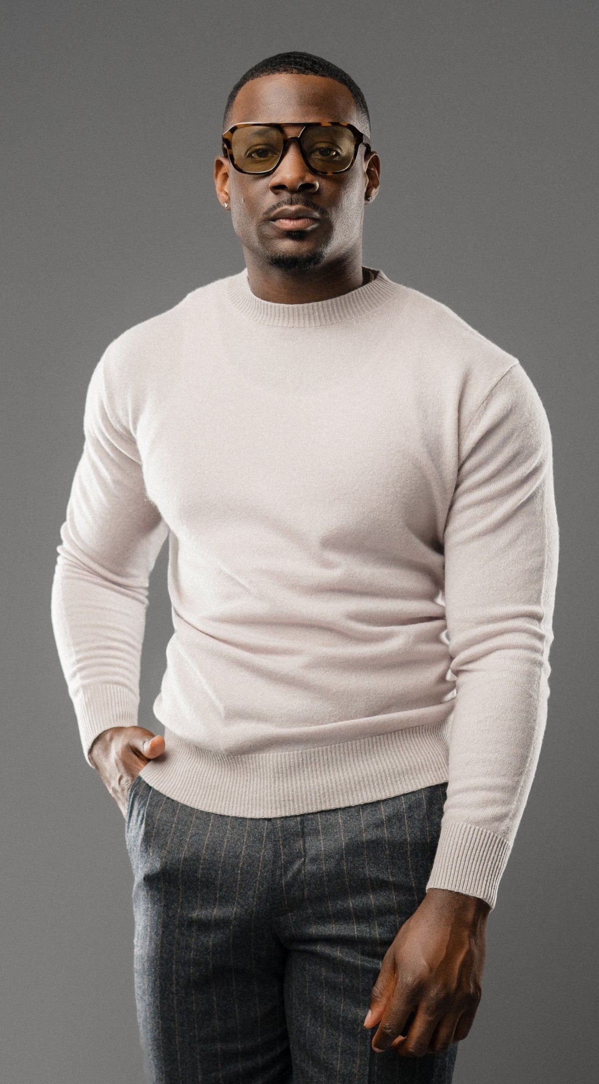 GREY PINSTRIPE CLAIBORNE TROUSERS