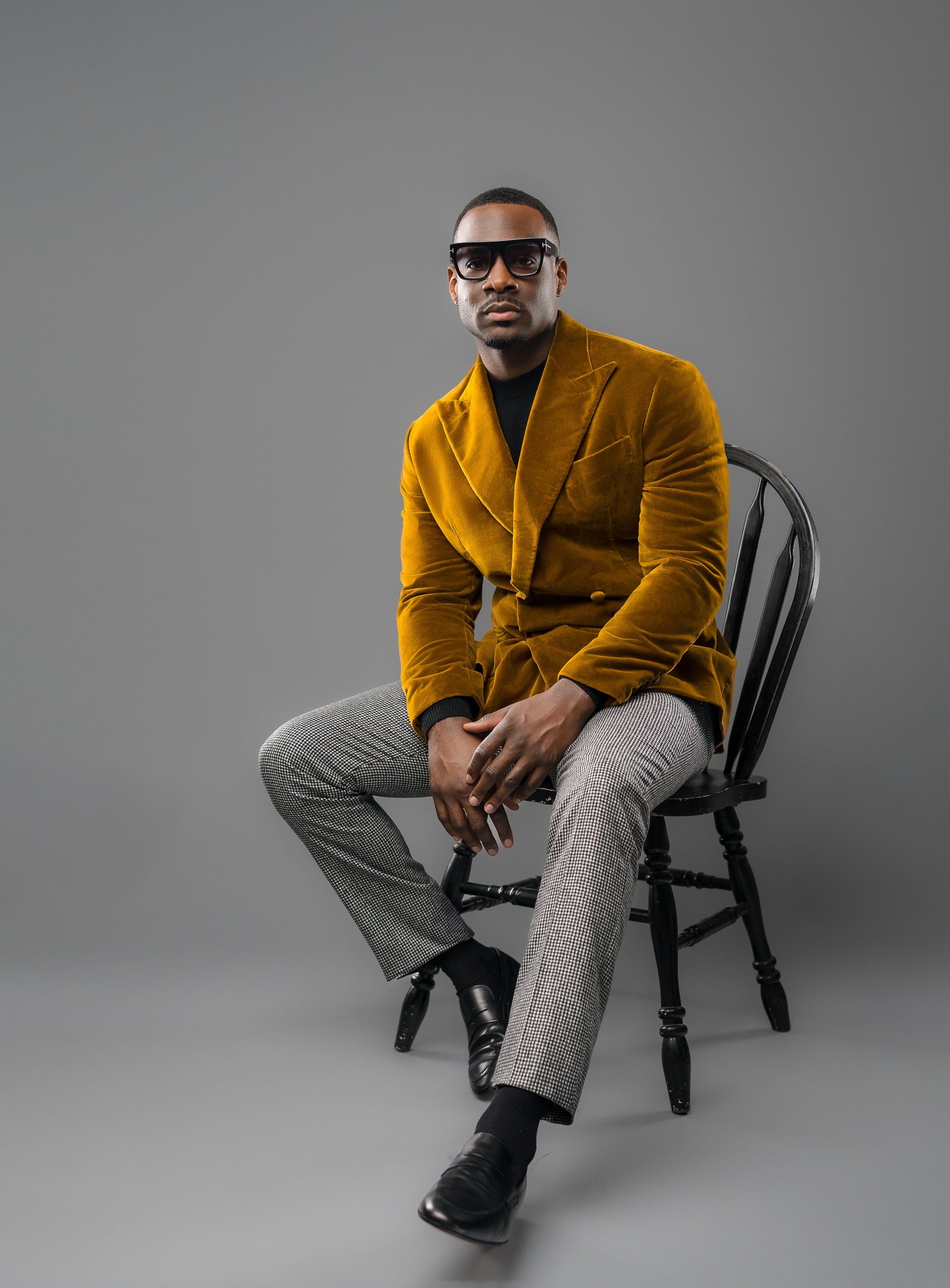 OLIVE BROWN VELVET TAILORED FIT CLAIBORNE DOUBLE-BREASTED JACKET