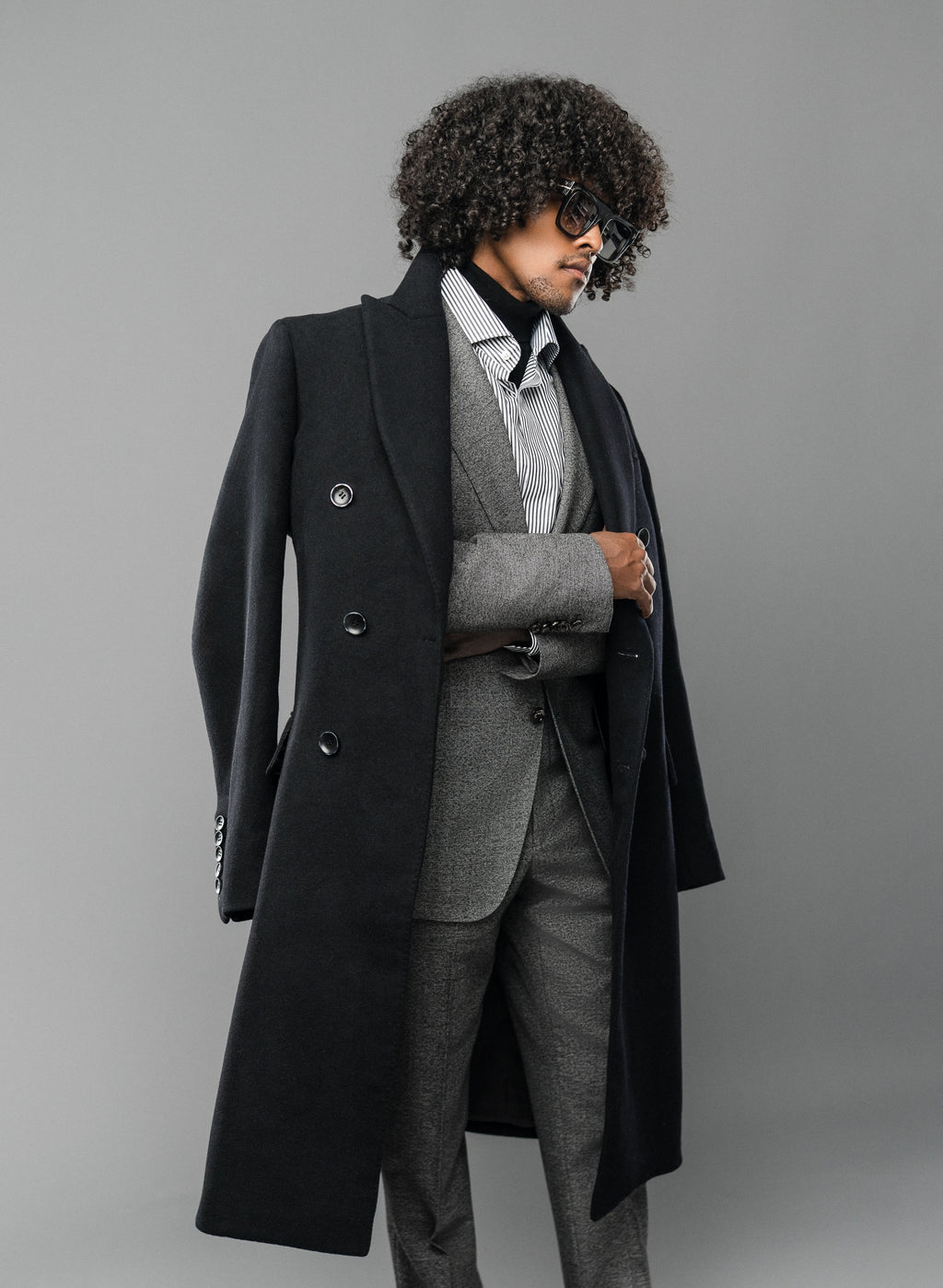 GREY WOOL TAILORED FIT CLAIBORNE SINGLE-BREASTED SUIT