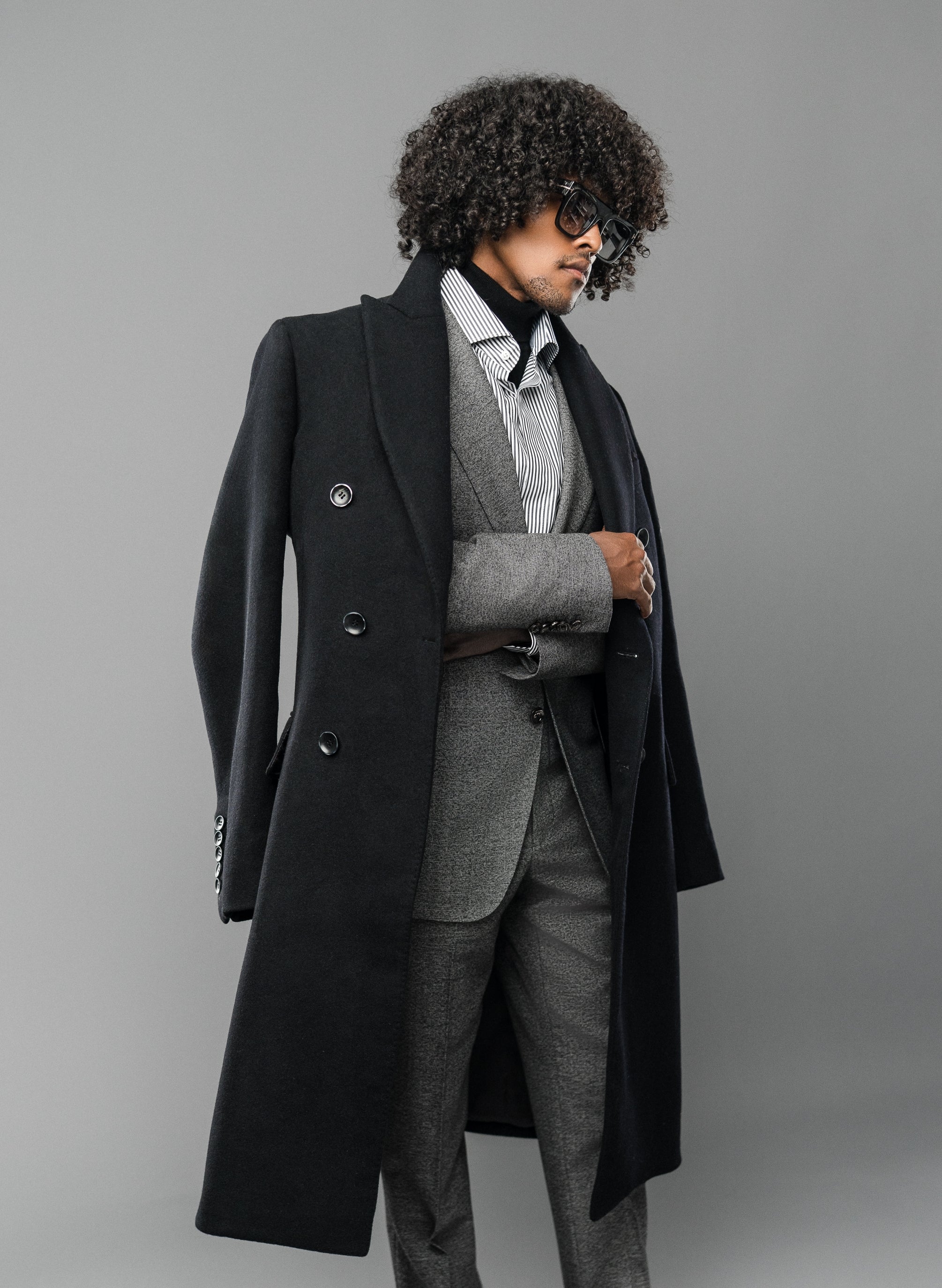 GREY WOOL TAILORED FIT CLAIBORNE SINGLE-BREASTED SUIT