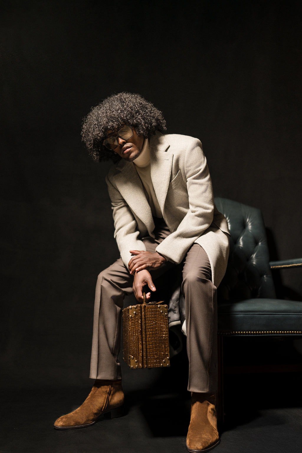 LIGHT BROWN WOOL CASHMERE TAILORED COAT